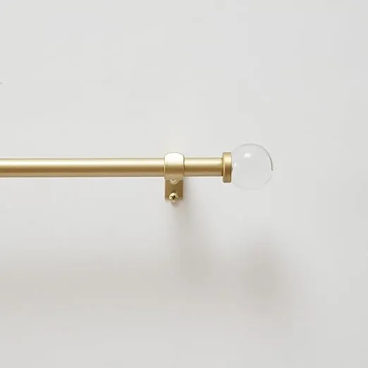 Martha Stewart Beaufort Cafe Windows 86 inches Adjustable Length 5/8 inch Diameter Metal Curtain Rod with Round Finials, 48" to 86", Gold