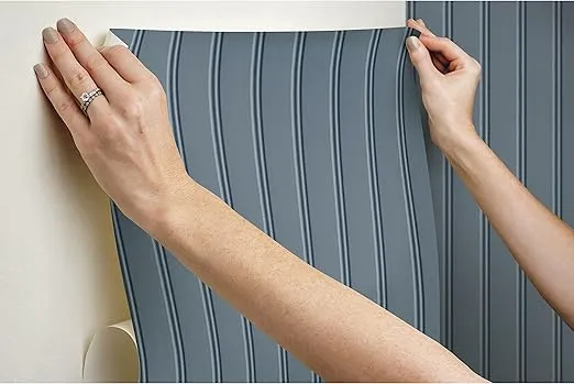 RoomMates RMK11997WP Navy Blue Beadboard Peel and Stick Wallpaper,Navy / Blue, Sample
