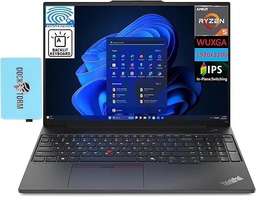 Lenovo Thinkpad E16 Gen 2 Business Laptop 16.0" IPS WUXGA Display (AMD Ryzen 5 7535U, 16GB DDR5, 512GB PCIe SSD, Backlit KYB, Fingerprint, WiFi 6E, BT 5.3, Win 11 Pro) w/DKZ Hub USB Port Expander