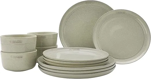 Staub Ceramic Dinnerware 12-pc Set - White Truffle