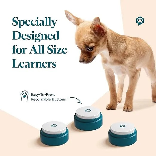 FluentPet Basic Buttons 6-Pack | Recordable Buttons with Batteries Included for Dogs and Cats | Customizable Cat/Dog Buttons for Communication | HexTiles Required (Sold Separately)