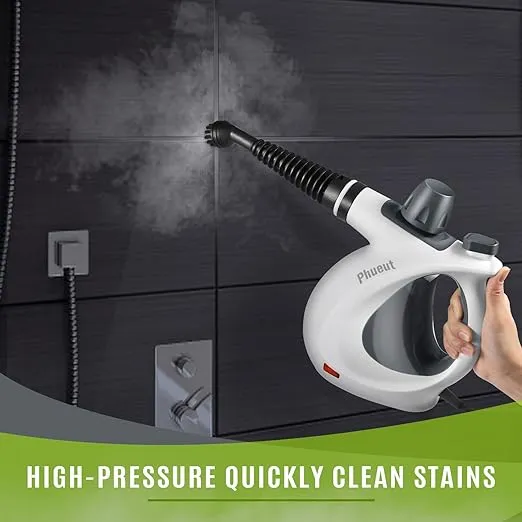 Pressurized Handheld Multi-Surface Natural Steam Cleaner with 12 pcs Accessories, Multi-Purpose Steamer for Home Use, Steamer for Cleaning Floor, Upholstery, Grout and Car