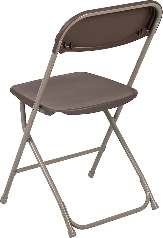 Flash Furniture Hercules Series Plastic Folding Chair - Brown - 4 Pack 650LB Weight Capacity Comfortable Event Chair-Lightweight Folding Chair