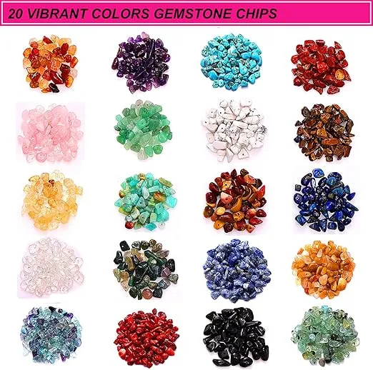 1000PCS Crystal Stone Beads for Jewelry Making, Natural Chip 5-8mm Irregular Gemstones Multicolored Rock Loose Beads for Ring, Earrings, Necklace, Bracelet Making DIY Art Crafts