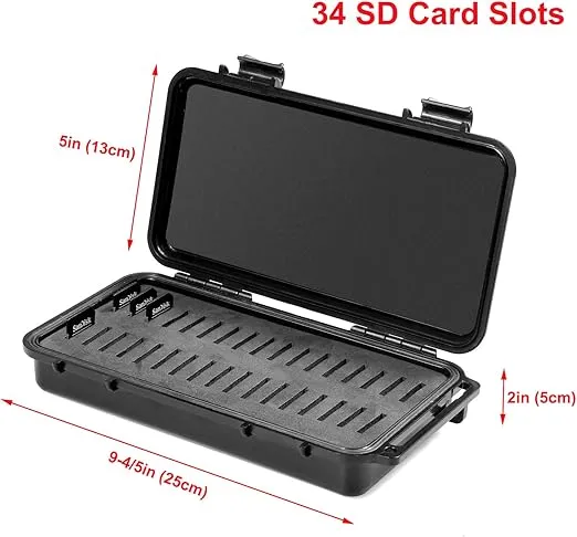 34-Slot SD Card Holder Hard Case Holds SD/SDHC/SDXC/SDUC Memory Cards (NOT miniSD or microSD)