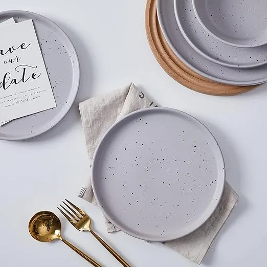 Stone lain Jade Stoneware Dinnerware Set, 32-Piece Service for 8, Light Gray