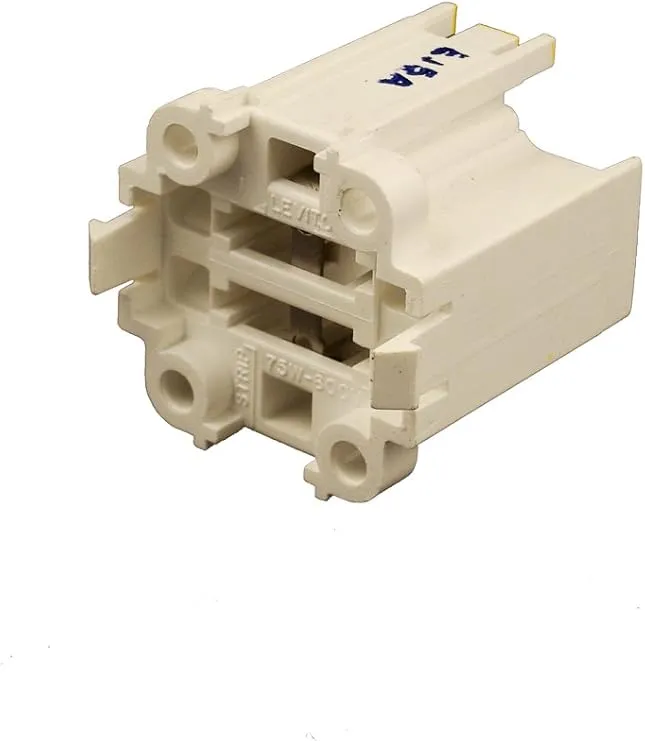 Leviton 26725-404 GX24q-4 Base, 42W 4-Pin, 10mm Compact Fluorescent Lampholder, Vertical, Bottom Snap-In, Yellow Color Code, Quick-Connect 18AWG, White