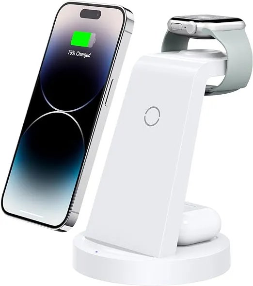 3 in 1 Charging Station for iPhone - Wireless Charger for Apple Products Multiple Devices - Charging Dock Stand for AirPods (for iPhone 16 15 14 13 pro 12 11 X Max)