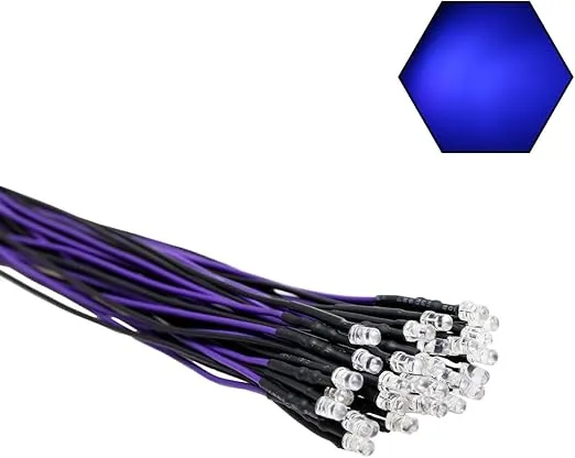 30pcs 12 Volt 3mm UV LED Lights Emitting Diodes Pre Wired 7.9 inch DC 12v Ultravoilet LED Light Clear Lens Small LED Lamps