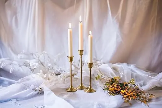 Set of 6 Gold Tapered Candle Holders, Vintage Style Minimalist Decorative centerpieces, Candlestick Holders for Celebration, Table, Wedding, Party