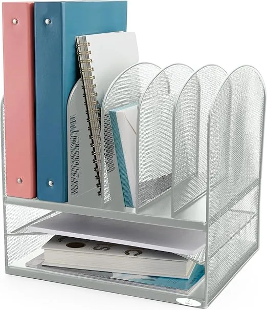 Safco Onyx Desk Organizer with 6 Vertical & 2 Horizontal Trays, File Organizer for Home, Office, Classroom & More, Steel Mesh Construction