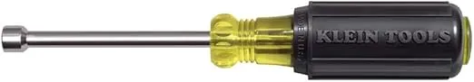 Klein Tools 630-1/4M Nut Driver, Made in USA, 1/4-Inch Magnetic Tip Nut Driver with 3-Inch Hollow Shaft, Cushion Grip Handle