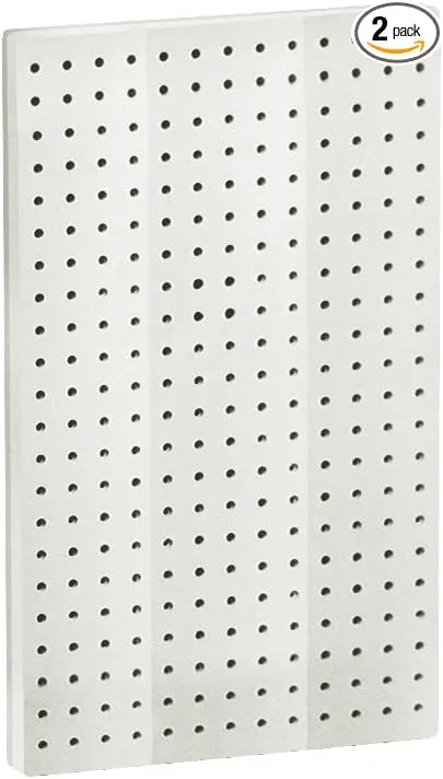 Azar 771322-WHT Pegboard 1-Sided Wall Panel, White Solid Color, 2-Pack