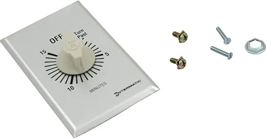 Intermatic FF15MC 15-Minute Spring Loaded Wall Timer SPST No Hold - Enhance Energy Efficiency with Universal Compatibility - Automatic Timer for Effortless Control, Brushed Metal Finish