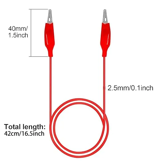 20 PCS Alligator Clips Electrical, 5-Color 21.5inch Test Leads with Alligator Clips, Stamping Jumper Wires for Electrical Testing, Circuit Connection, Experiment