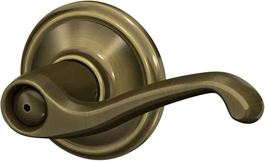 Schlage F40 V FLA 609 Flair Door Lever, Bed & Bath Privacy Lock, Antique Brass
