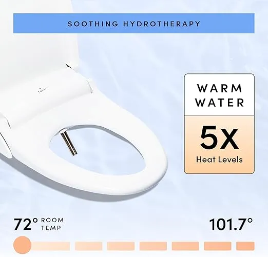 New and Improved 2024 TUSHY Ace 2.0 Elongated Electric Bidet & Heated Seat. A Luxury Clean Seat Sensor & Soft Close Lid Self Cleaning Nozzle, Remote Control Water Temp, Pressure Control, and Air Drier