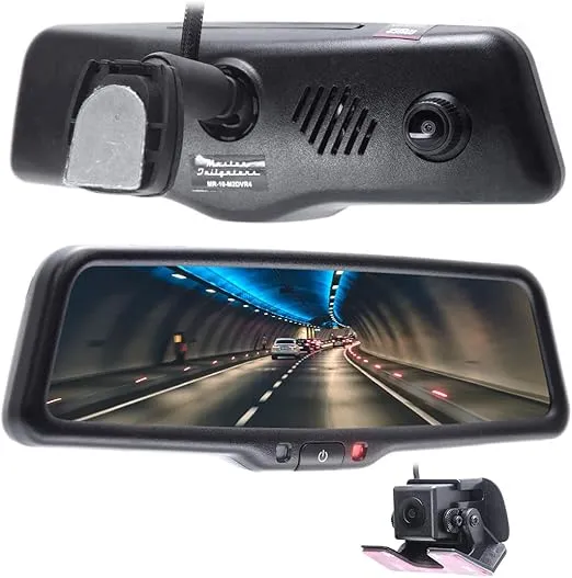 Master Tailgaters 10" OEM Rear View Mirror Dash Cam with 10" LCD Screen | Rearview Universal Fit | 1080p 30fps HD DVR | Dual Way Video Recorder with WiFi | Anti Glare | 1080p Backup Camera Included