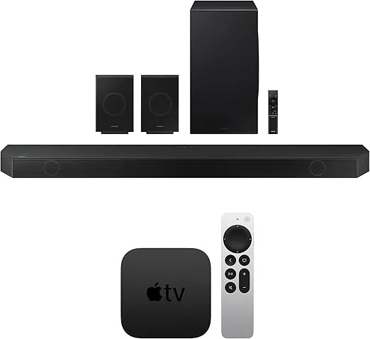 SAMSUNG Q990D 11.1.4ch Soundbar, HW-Q990D/ZA Bundle with AppleTV 4K 64GB