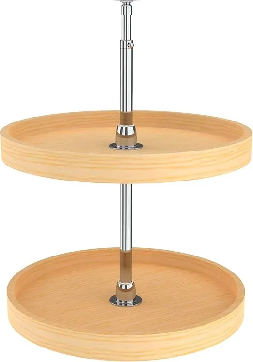 Rev-A-Shelf 22" Dual Shelf Full Circle Lazy Susan Organizer for Upper/Corner Kitchen Cabinets, Spinning Turntable Storage Trays, Wood,4WLS072-22-52