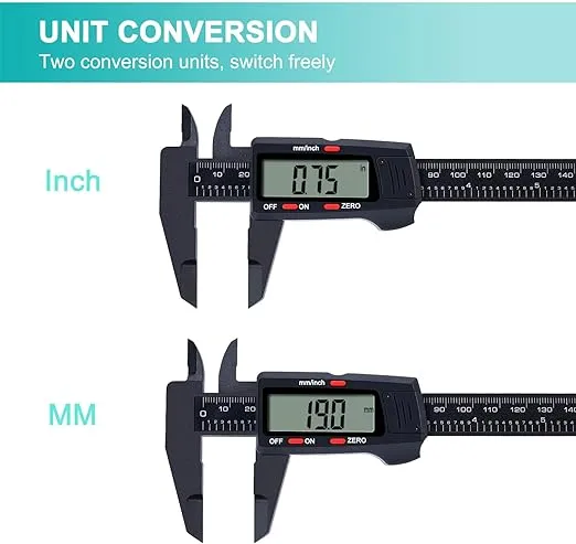 Kynup Digital Caliper, Caliper Measuring Tool with LCD Screen, Electronic Micrometer Caliper with Auto-Off Feature, Inch and Millimeter Conversion(0-6")