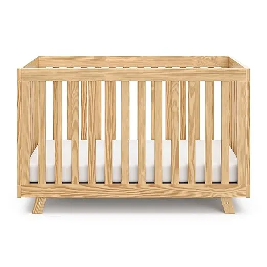 Storkcraft Beckett 3-in-1 Convertible Crib (Natural) – Converts from Baby Crib to Toddler Bed and Daybed, Fits Standard Full-Size Crib Mattress, Adjustable Mattress Support Base