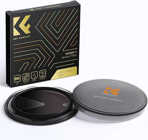 K&F Concept 72mm Soft GND8 (3 Stop) Lens Filter Soft Graduated Neutral Density Filter with 28 Multi-Layer Coatings for Camera Lens (Nano-X Series)