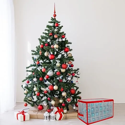 Northlight 20.5" Transparent Zip Up Christmas Storage Box- Holds 112 Ornaments