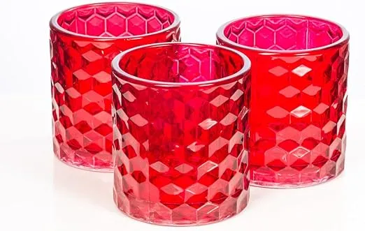 Richland Red Chunky Honeycomb Glass Votive & Tealight Candle Holder Set of 6