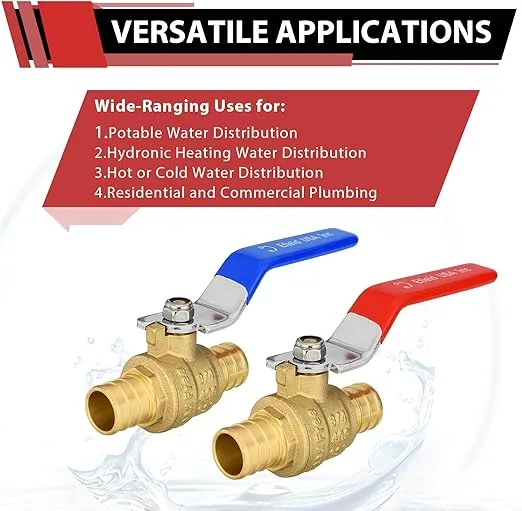 (Pack of 10) EFIELD 3/4 Inch Pex Brass Full Port Shut-off Ball Valve for Hot and Cold Water, UPC Certified