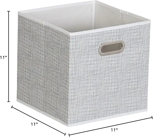 Household Essentials White Mix Set of 6 Open Fabric Cube Storage Bins, 11 x 11