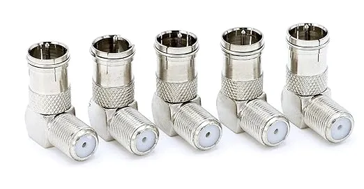 Push On and Right Angle Coax Connector - Push On F Connector Male to Screw On Female Adapter - Pack of 4