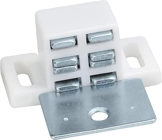 Rok Hardware Heavy Duty 15 lb High Rise Cabinet Magnetic Catch, White/Nickel Cabinet Door Magnet (10, White, Nickel)
