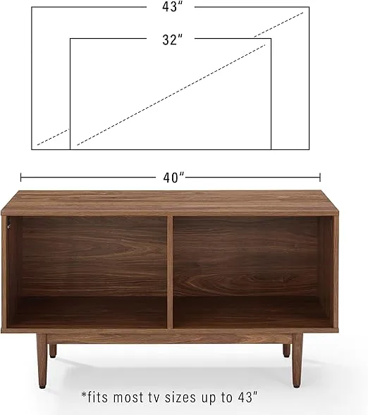 Crosley Furniture Liam Medium Vinyl Record Storage TV Stand and Entertainment Center, Media Console, Walnut