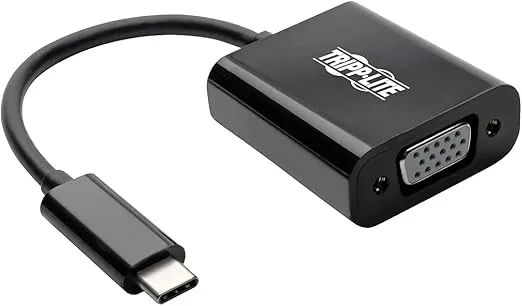 Tripp Lite USB C to VGA Adapter Converter 1080P M/F Black USB Type C, USB 3.1 Gen 1, Portable, Thunderbolt 3 (U444-06N-VB-AM)