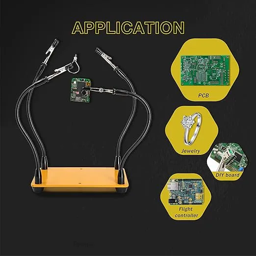 KOTTO Helping Hands Soldering, Third Hand Soldering Tool PCB Holder Four Arms Helping Hands Crafts Jewelry Hobby Workshop Helping Station Non-Slip Steel Weighted Base