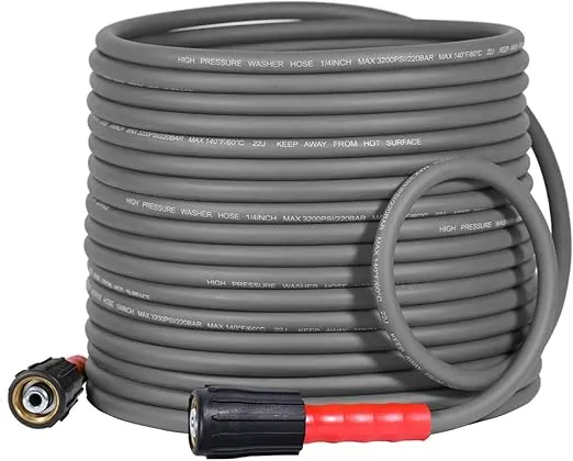 YAMATIC Super Flexible Pressure Washer Hose 50FT 1/4", Kink Resistant Power Washer Hose Replacement for Flexzilla Uberflex Ryobi Genarac Troy Bilt Leak-Free M22 Fittings, 3200 PSI, Grey