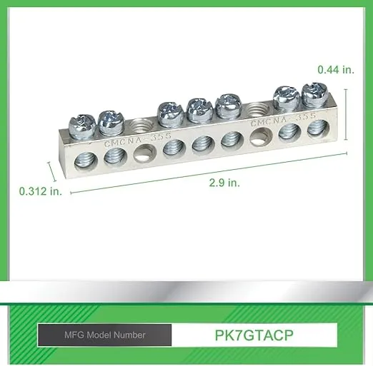 Square D - PK7GTACP 7 Terminal Ground Bar Kit, Metallic