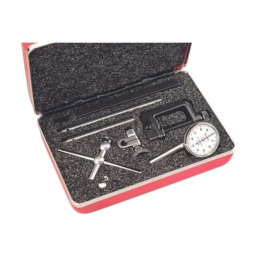 Starrett Universal Dial Test Indicator Set with Back Plunger for Full Use - White Face, 0-100 Reading, .200" Range, 0.001" Graduation, 1/4" Shank Diameter for Mounting - 196A6Z