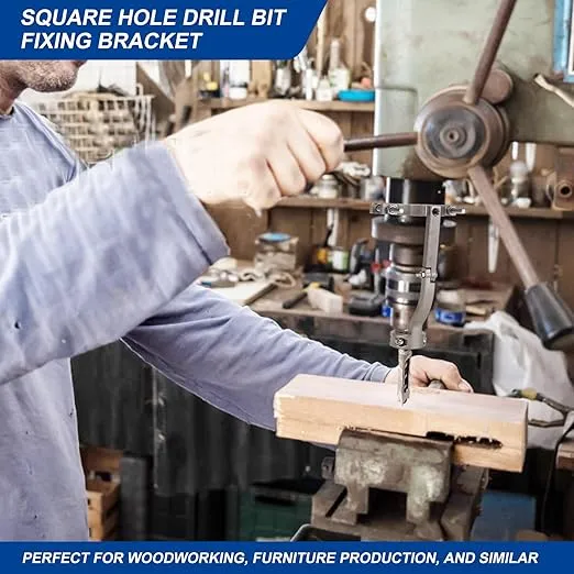 Square Hole Drill Bit Adapter, Mortising Attachment for Drill Press and Hand Press, Square Hole Drill Bits for Wood, Mortise and Tenon Tools, Accessory Quickly Install or Disassemble