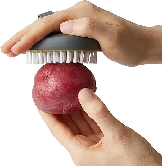 Chef'n PalmBrush Vegetable Brush, 3.5" x 3" x 1.5", Marble Gray
