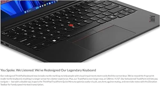 Lenovo Gen 12 ThinkPad X1 Carbon Laptop with Intel Ultra 7 155U Processor, 14" WUXGA 100% sRGB Non-Touch Display, 32GB 6400MHz RAM, 512GB Gen4 Performance SSD, FHD+ IR+ RGB Camera, and Windows 11 Pro