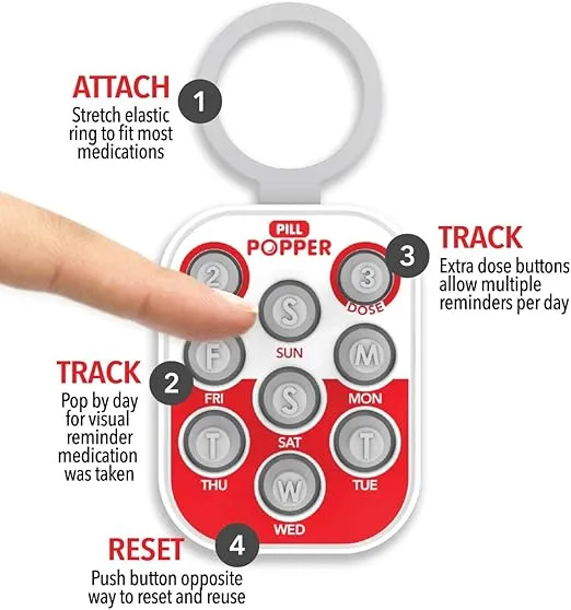Pill Popper - Memory Aid Medication Dose Tracker (2 Pack)