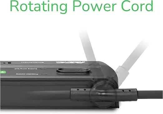 APC Surge Protector with Telephone and DSL Protection, P8T3, 2525 Joules, 8 Outlet Surge Protector Power Strip Gray