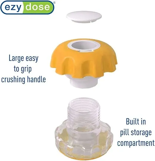 EZY DOSE Crush Pill, Vitamins, Tablets Crusher and Grinder, Effortlessly Crushes Medications into Fine Powder, Features Storage Compartment, Durable, Easy-to-Use Design, Orange, Large, BPA Free
