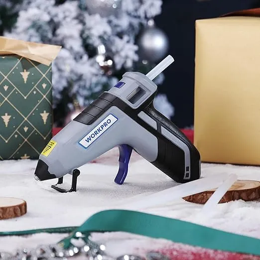 WORKPRO 3.6V Cordless Hot Glue Gun (Upgrade), Fast Preheating, Smart Power-Off, USB-C Rechargeable Glue Gun, Less-drip Hot Glue Gun Kit with 20 Pcs Premium Mini Glue Sticks for DIY, Crafting and Arts