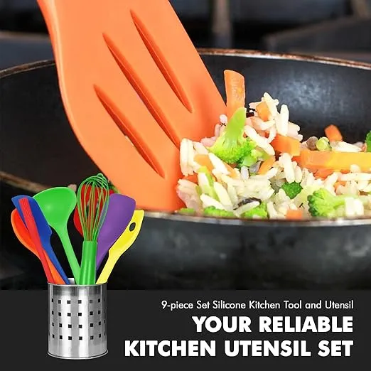 Chef Craft Premium Silicone Kitchen Tool and Utensil, 9 Piece Set, Assorted