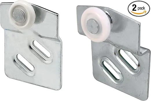 Prime-Line N 7537 Sliding Closet Door Roller Kit, 7/8 In. Wheel Dia., Convex (Round) Edge Plastic, Stamped Steel Construction, Includes 1/4 & 1/2 In. Offset Pairs, Fits Atlas Wardrobe Doors (2 Pack)