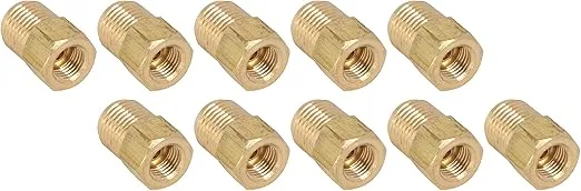 4LIFETIMELINES Brass Adapter, Female(3/8-24 Inverted), Male(9/16-18 Inverted), 10/bag