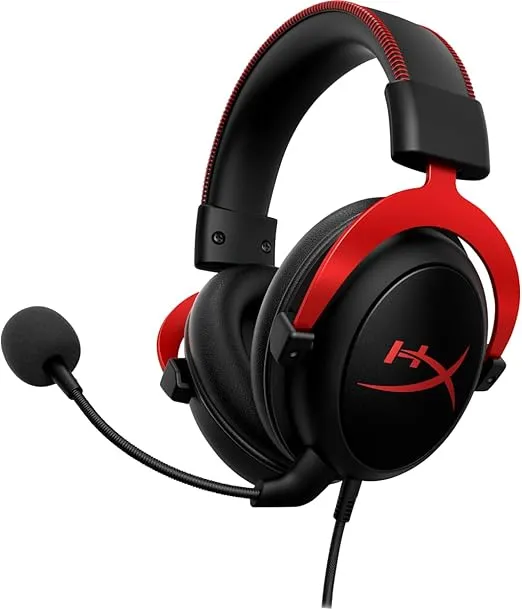 HyperX Cloud II - Gaming Headset, 7.1 Surround Sound, Memory Foam Ear Pads, Durable Aluminum Frame, Detachable Microphone, Works with PC, PS5, PS4, Xbox Series X|S, Xbox One – Red